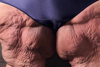 Big ass and busty fat grandma in very hot satin panties